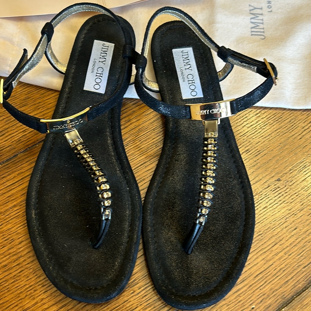 NIB Jimmy Choo Shimmer Suede/Crystal Sandal